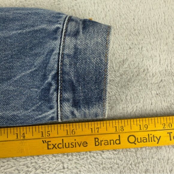 Levi's x Hudson's Bay Women's Sz S Reversible Blanket Lined Stripes Denim Jacket - Picture 11 of 15